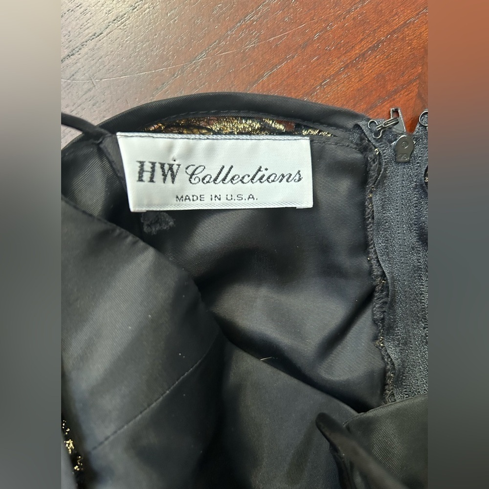 VINTAGE HW COLLECTIONS Chic Black and Gold Lace Midi Dress - Picture 11 of 11